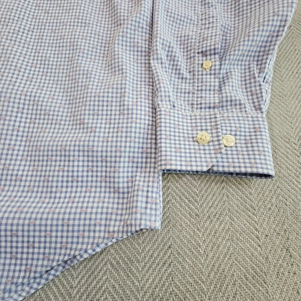 Banana Republic Shirt Mens XL 17-17.5 35-36 Non-Iron Blue Check Slim Fit EUC Top